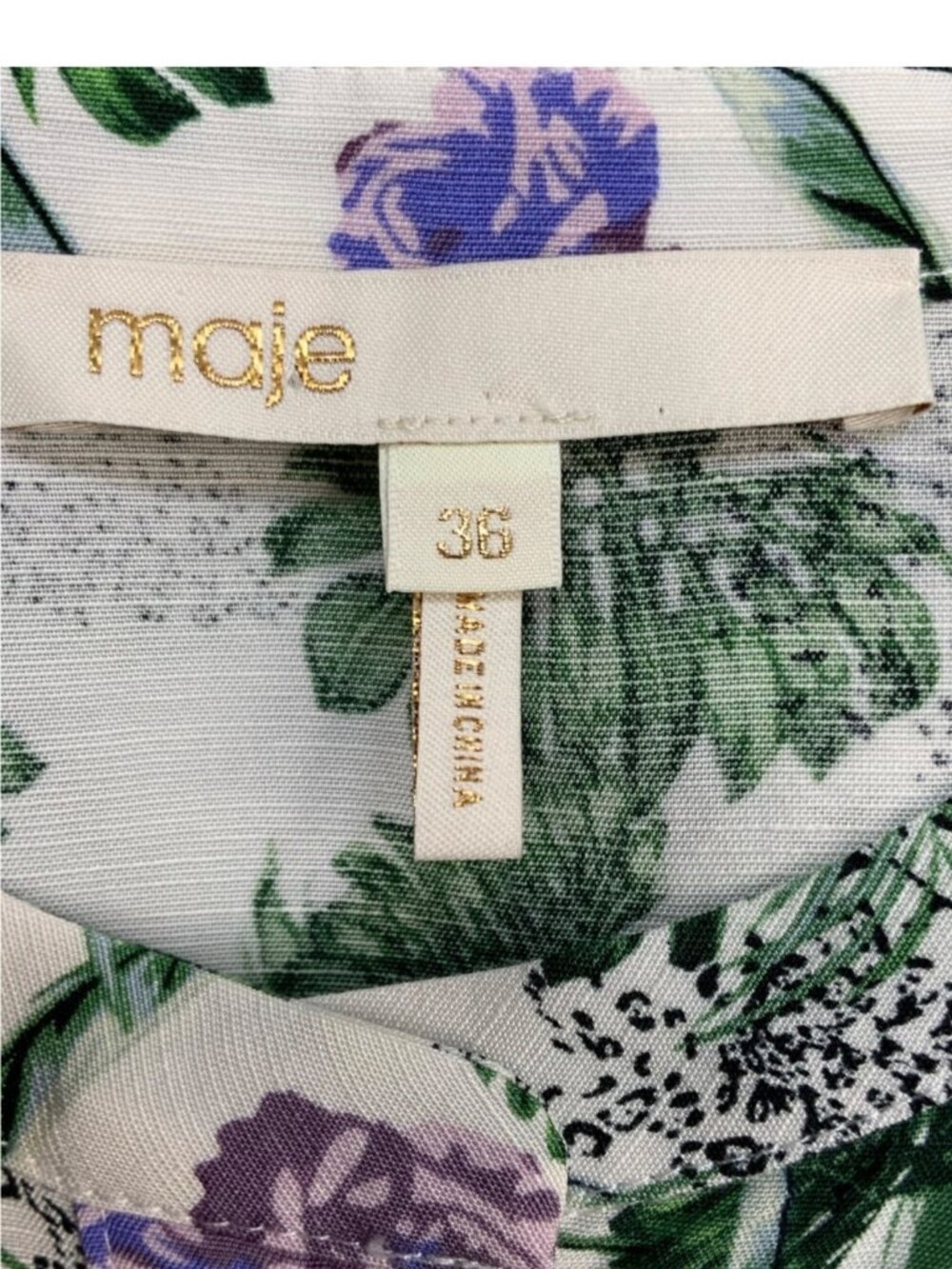 Maje Roman Floral Print Woven Mini Dress 36 US 4 Linen Blend - Picture 7 of 16